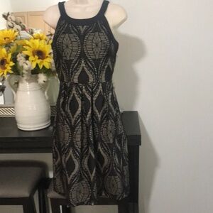 Enfocus Studio Black Silver Halter Mini Dress